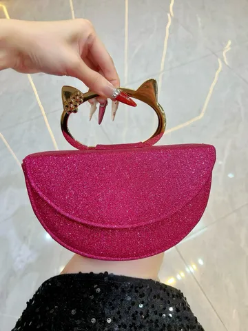 Design de Niche Sac de Soirée Vintage Paillettes Carré Horizontal Sac à Main Poignée en Métal Fermoir Magnétique Chaîne Bandoulière pour Femmes Fête