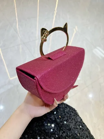 Design de Niche Sac de Soirée Vintage Paillettes Carré Horizontal Sac à Main Poignée en Métal Fermoir Magnétique Chaîne Bandoulière pour Femmes Fête