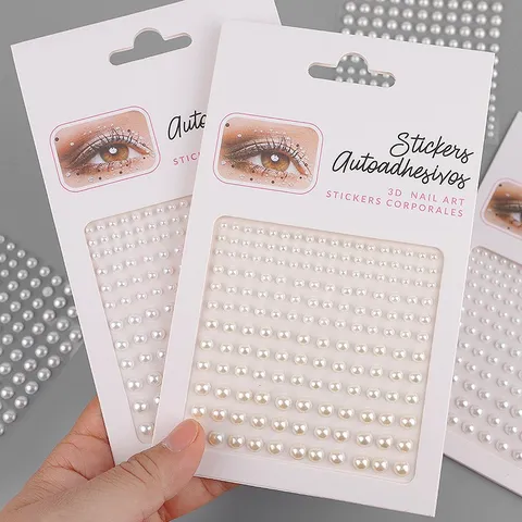 Künstliche Perle Nagelkunst Aufkleber 3D Selbstklebend Strass Gesichtsjuwelen Gemischte Größe DIY Makeup Dekoration