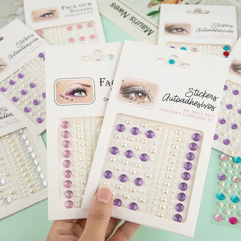 Face Gems Stickers Pearl Rhinestone Eye Makeup Face Jewels Body Art Temporary Crystal Gems For Festival Party Makeup Nail Art
