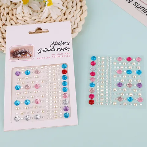 Face Gems Stickers Pearl Rhinestone Eye Makeup Face Jewels Body Art Temporary Crystal Gems For Festival Party Makeup Nail Art