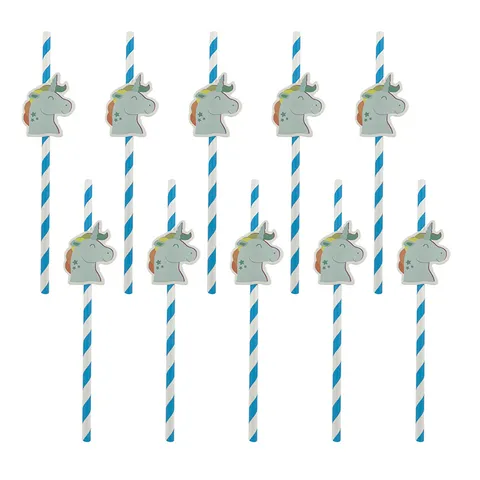 Unicorn Paper Drinking Straws Cute Cartoon Animal Decorative Straws For Kids Birthday Party Supplies Festive Tableware