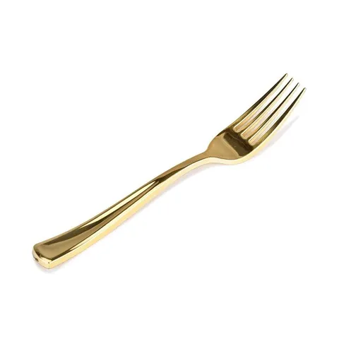 Disposable Gold Plastic Dinner Knives Forks Spoons Golden Tableware Set For Party Wedding Catering Event Supplies