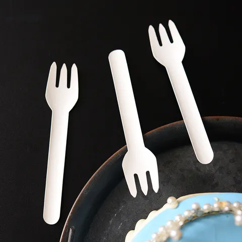 Disposable White Paper Cutlery Set Biodegradable Spoon Fork And Knife For Birthday Party Dining Tableware Supplies