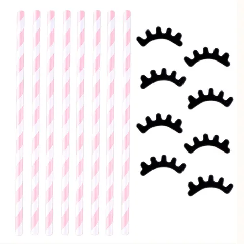 Cannucce di Carta per Ciglia Carine a Righe Rosa e Bianco Carthette per Festa di Compleanno di Bambini Decorazione di Torte