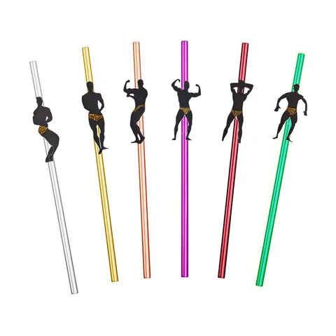 Creative Muscle Man Silhouette Paper Straws Bachelorette Birthday Party Decorative Drinkware Supplies