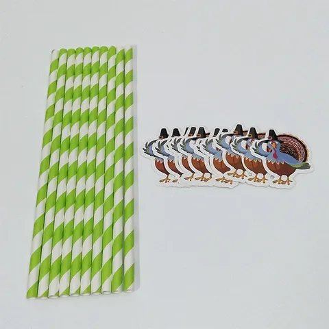 Thanksgiving Turkey Decorative Paper Straws Biodegradable Disposable Drinking Straws For Holiday Party Table Decoration