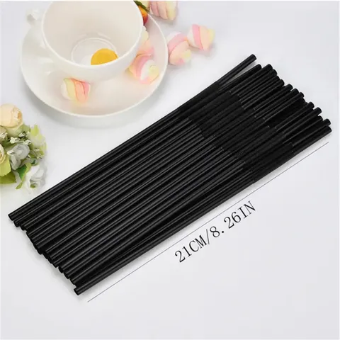 Disposable Plastic Drinking Straws Flexible Bendy Straws For Cocktails Juice Bar Party Daily Use Black And Clear Straws