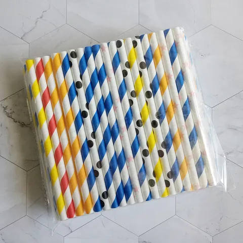 Disposable Paper Straws Multi-Color Mixed Biodegradable Drinking Straws For Juice Milk Tea Party Drink Barware Supplies