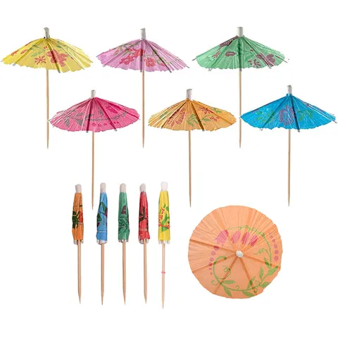 Palillos de Dientes de Sombrilla de Cóctel de Papel Coloridos Pinchos de Fruta Desechables Paraguas Decoraciones de Pastel para Fiesta Decoración de Mesa