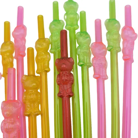 Reusable PVC Animal Fruit Shaped Drinking Straws Cute Cartoon Design Decorative Beverage Straws For Party
