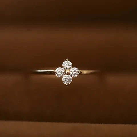 925 Ασήμι Τριφύλλι Ανοιχτό Δαχτυλίδι Βέρα 14K Επιχρυσωμένο Στρας Μικροπαβέ Γεωμετρικό Λουλούδι Λεπτό Δαχτυλίδι για Γυναίκες Κοσμήματα Δώρο