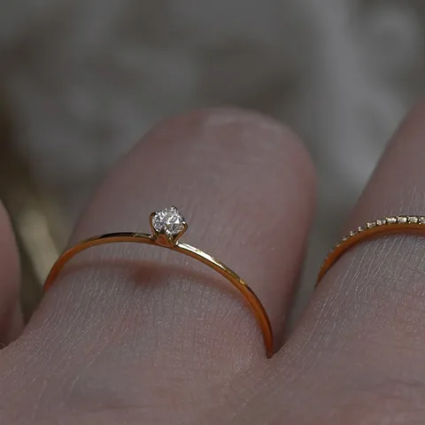 Γαλλικό Μινιμαλιστικό Ασήμι 925 Επίχρυσο 14K Στρας Ανοιχτό Δαχτυλίδι Κομψό Στοιβαζόμενο Δαχτυλίδι Δώρο για Γυναίκες Κοσμήματα Χεριού