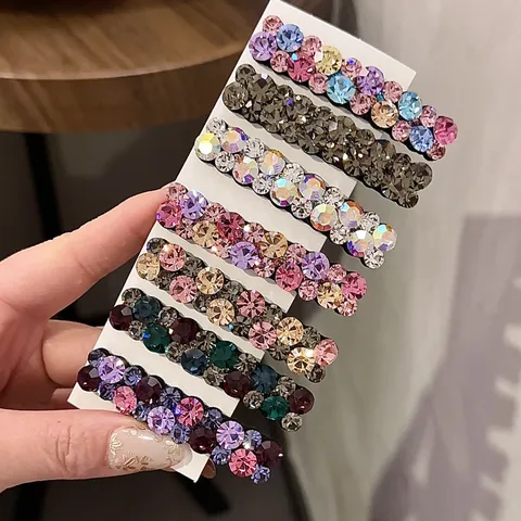 Élégante Pince à Cheveux en Alliage avec Strass Épingle à Cheveux Brillante Bord Étroit Barrette Latérale Délicate Coiffure Tendance Accessoires Mode pour Femmes