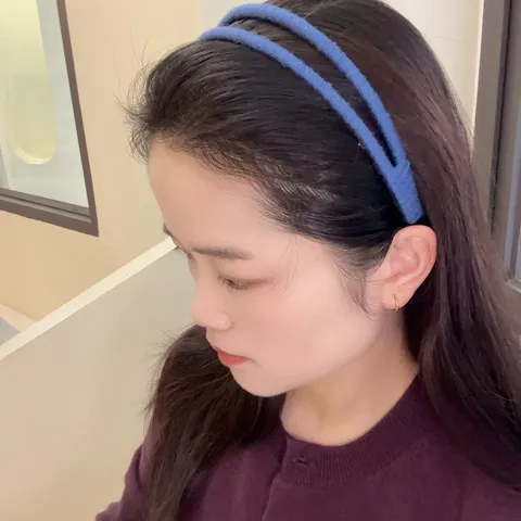 Retro Solid Color Yarn Knitted Double Strand Headband Slim Textured Edge Hairband For Autumn Winter Face Washing Outdoor Women Casual Hair Accessories