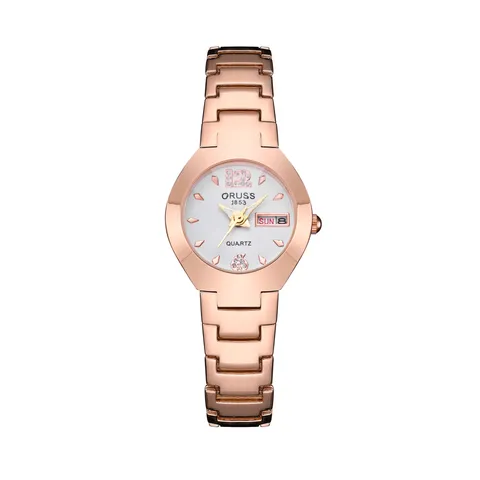 Fashion Alloy Rhinestone Women Quartz Watch Luminous Waterproof Dual Calendar Round Dial Metal Steel Band Wristwatch Female Daily Office Dress Watch