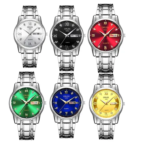 Fashion Men's Business Quartz Watch Waterproof Alloy Strap Day Date Display Luxury Rhinestone Dial Wristwatch