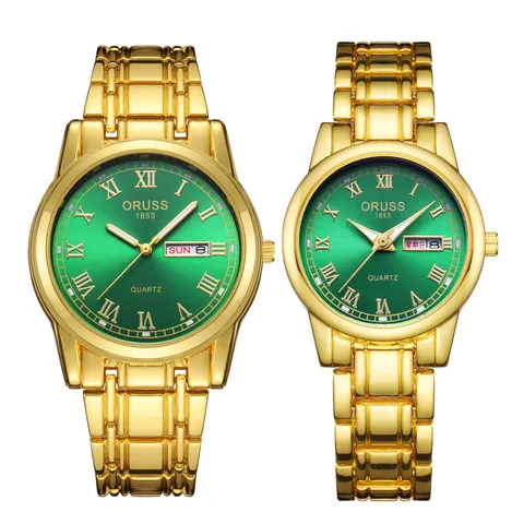 Couples Matching Quartz Watches Set Analog Waterproof Luminous Calendar Calendar Roman Numeral Round Dial Alloy Metal Mesh Band Business Casual Fashion Wristwatches For Men Women Gift Pack