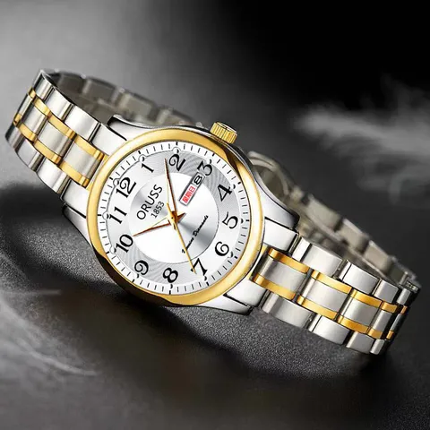 Elegante Dames Kwartshorloge Roestvrij Staal Waterdicht Polshorloge Dubbele Kalender Luxe Romeinse Cijfers