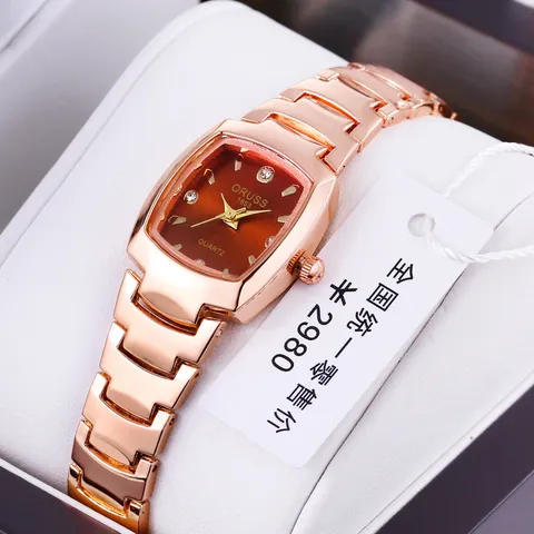 Fashion Women Quartz Watch Alloy Rhinestone Waterproof Luminous Rectangular Dial Steel Mesh Band Ladies Wristwatch Elegant Student Business Watch Gift