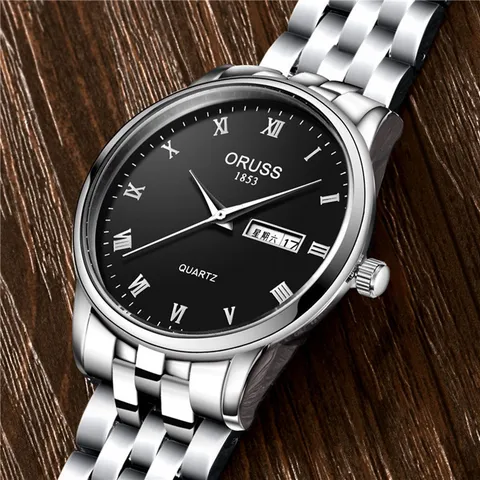 Orologio al Quarzo di Coppia in Lega Casual di Moda Con Quadrante in Vetro Minerale Cinturino in Acciaio Inossidabile Business Orologio da Polso Uomo Donna Impermeabile Doppio Calendario Classico