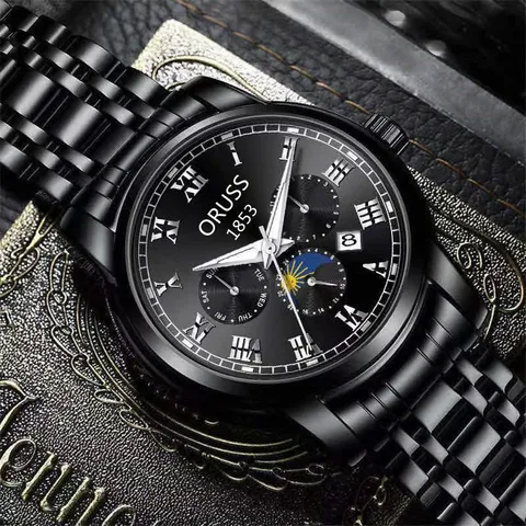 Reloj de Pulsera para Hombre Business Casual de Cuarzo Correa de Acero Inoxidable Agujillas Luminosas Números Romanos Impermeable Esfera Redonda Regalo para Hombre
