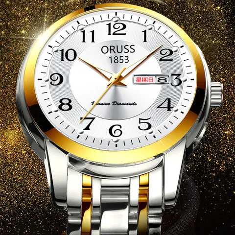 Men Business Sporty Quartz Watch Luminous Waterproof Large Dial Stainless Steel Calendar Wristwatch Classic Casual Pointer Round Clock For Male