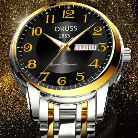 Men Business Sporty Quartz Watch Luminous Waterproof Large Dial Stainless Steel Calendar Wristwatch Classic Casual Pointer Round Clock For Male