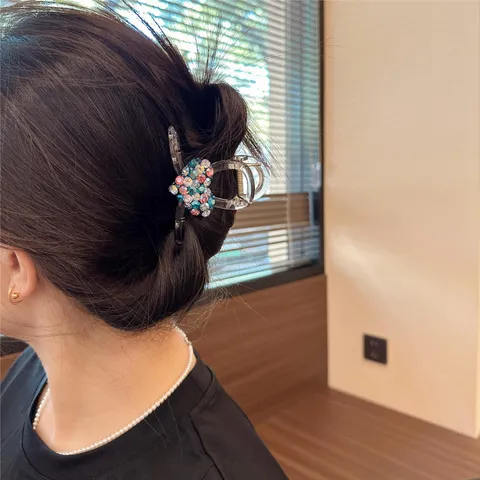 Elegant Heart Rhinestone Hair Claw Clip Sparkling Crystal Shark Jaw Hair Clip For Updo Ponytail Women Hair Accessories