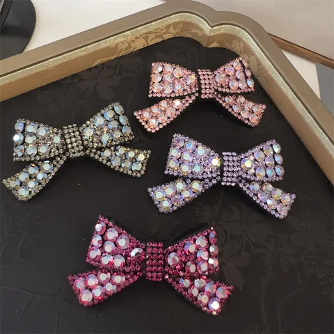 Pince à Cheveux Nœud en Alliage Strass à la Mode Barrette Latérale en Cristal Brillant Poignées de Frange Géométriques Accessori Cheveux de Fête Quotidiens pour Femmes