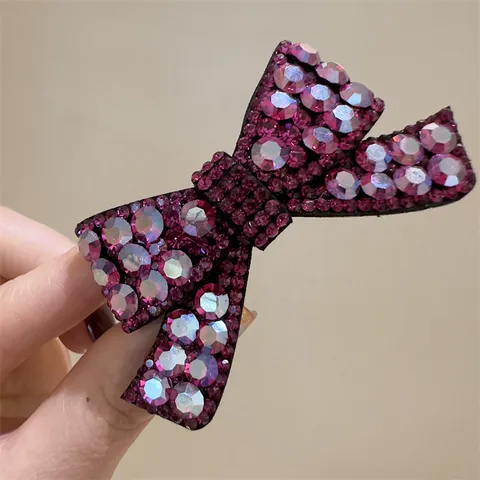 Pince à Cheveux Nœud en Alliage Strass à la Mode Barrette Latérale en Cristal Brillant Poignées de Frange Géométriques Accessori Cheveux de Fête Quotidiens pour Femmes