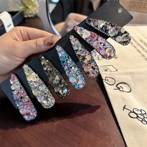 Pince à Cheveux Goutte d'Eau en Alliage de Luxe Avec Strass Style Coréen Épingle à Cheveux Latérale en Cristal Brillant Accessoires de Coiffure Pour Femmes Filles Fête