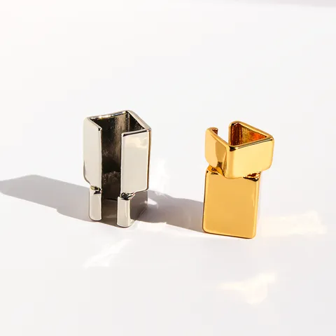 Minimalistisch Messing Quadratisch Ohrklemme Ohne Loch Geometrisch Ohrringe Galvanisiert Glänzend Knorpel Clip Auf Ohrringe Unisex Schmuck