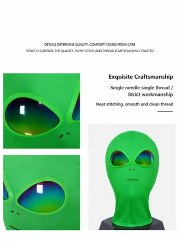 Divertente Maschera Integrale da Alieno Lente Riflettente Arcobaleno Costume Cosplay di Halloween Accessorio per Festa Novità Copricapo Elastico per Adulti