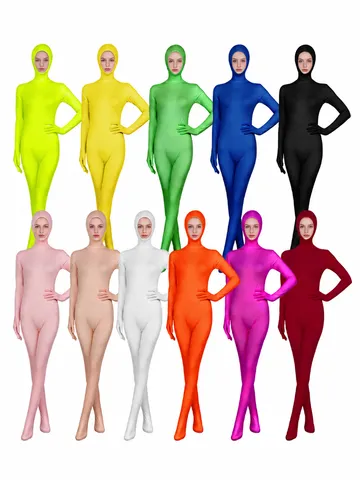Unisex Solid Color Zentai Suit Milk Silk Full Body Bodysuit Stage Performance Costume Halloween Cosplay Bodysuit For Adults Kids