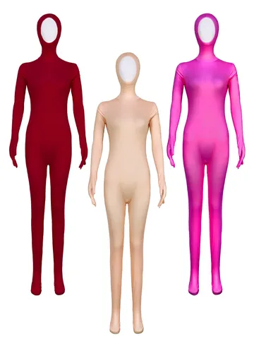 Unisex Solid Color Zentai Suit Milk Silk Full Body Bodysuit Stage Performance Costume Halloween Cosplay Bodysuit For Adults Kids