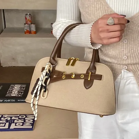Women's Fashion Top Handle Crossbody Bag PU Leather Vintage Casual Shoulder Bag with Pendant Charm