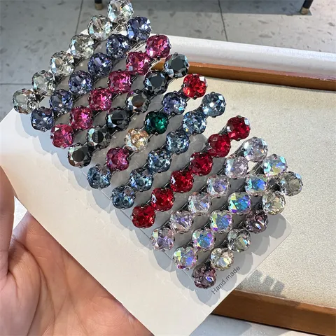 Pince à Cheveux de Luxe en Alliage Strass Élégante Barrette Bec de Canard en Cristal Brillant Épingles à Cheveux Mode pour Femmes