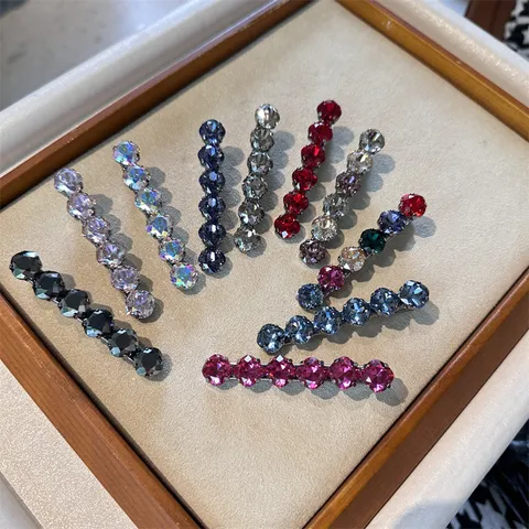 Pince à Cheveux de Luxe en Alliage Strass Élégante Barrette Bec de Canard en Cristal Brillant Épingles à Cheveux Mode pour Femmes