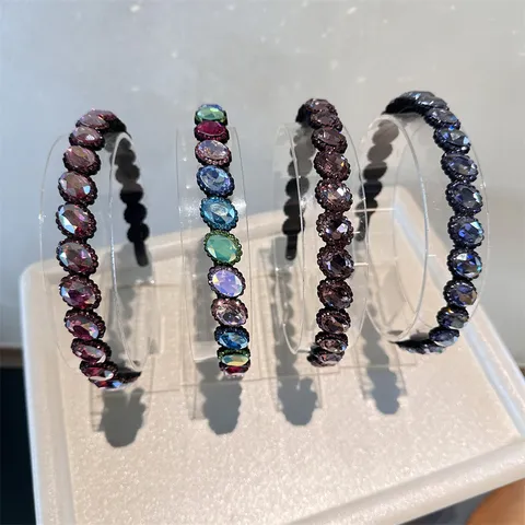Barok Strass Hoofdband Elegant Antislip Tanden Gekleurd Kristal Haarring Plastiek Glitter Haarband Voor Feest Vrouwen Haaraccessoires