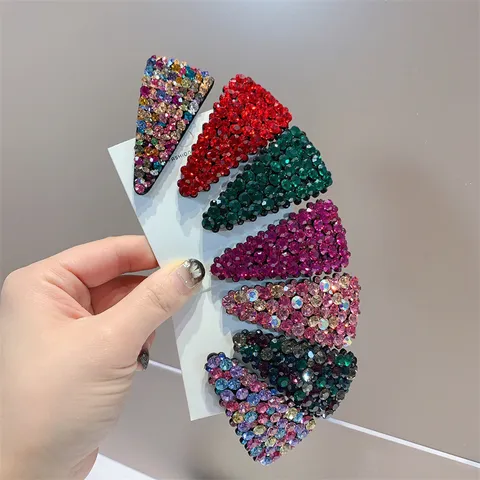 Pince à Cheveux Triangle Géométrique de Style Coréen Luxe Alliage Strass Pince BB Accessoires Cheveux Brillants pour Femme Fête Quotidienne