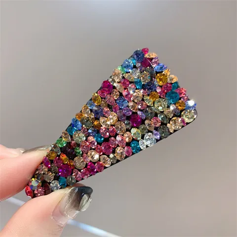 Pince à Cheveux Triangle Géométrique de Style Coréen Luxe Alliage Strass Pince BB Accessoires Cheveux Brillants pour Femme Fête Quotidienne