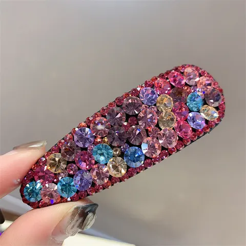 Pince à Cheveux Goutte d'Eau de Luxe en Alliage avec Strass pour Femmes Pince BB Géométrique Blocs de Couleur Scintillante Multicolore Accessoires Cheveux Mode