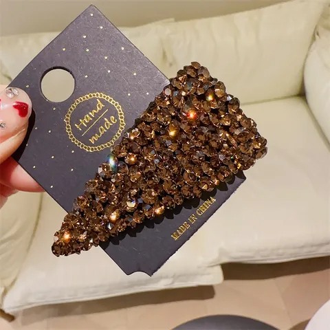 Pince à Cheveux Triangle Style Coréen Plein Strass Clip Pression Géométrique Élégant Fait Main Accessoires Cheveux Femmes