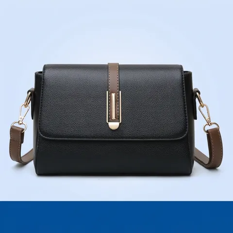 Dames Crossbodytas PU Leer Litchi Patroon Gouden Metalen Gesp Vintage Flip Schoudertas Voor Dagelijks Gebruik Elegant