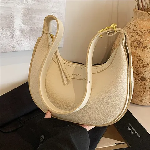 Borsa Hobo a Mezzaluna da Donna in Pelle PU Martellata Borsa a Tracolla Minimalista Tracolla Regolabile Borsa Sotto l'Ascella