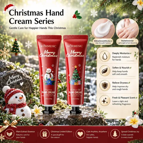 Crème pour les Mains Festive Noël Bonhomme de Neige Hydratante Nourrissante Beurre de Karité Lotion Cadeau Femme