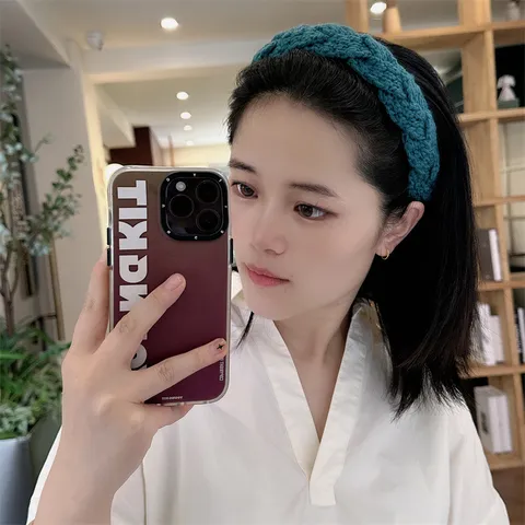 Diadema de Lana de Punto Grueso Mujer Otoño Invierno Ala Ancha Aro de Pelo Color Sólido Moda Accesorios para el Cabello