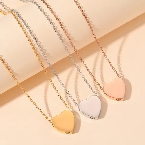 Stainless Steel Memorial Heart Urn Necklace For Ashes Openable Perfume Bottle Pendant Cremation Jewelry Keepsake Necklace
