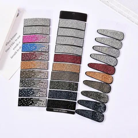 Rhinestone Hair Clips Geometric Rectangular Water Drop Barrettes Sparkling Crystal Hair Pins For Women Party
